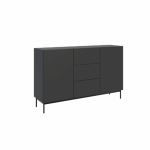 Komoda Dwudrzwiowa z Trzema Szufladami Czarna