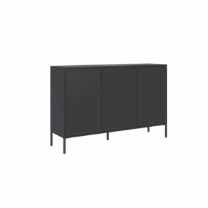 Komoda trzydrzwiowa z frezowanym frontami MDF Czarna