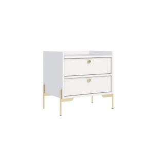 Szafka Nocna z Dwoma Szufladami Biała